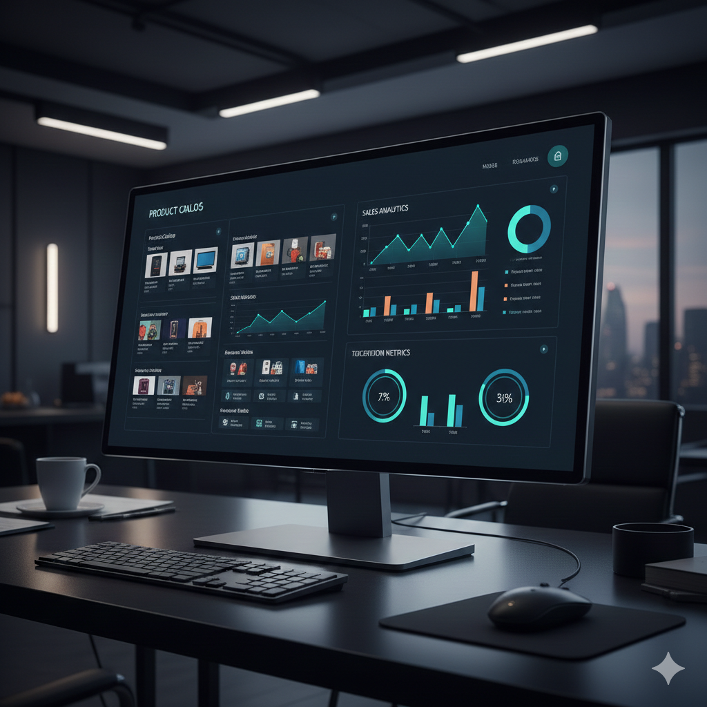 Modern ecommerce platform dashboard representing scalable ecommerce solutions.